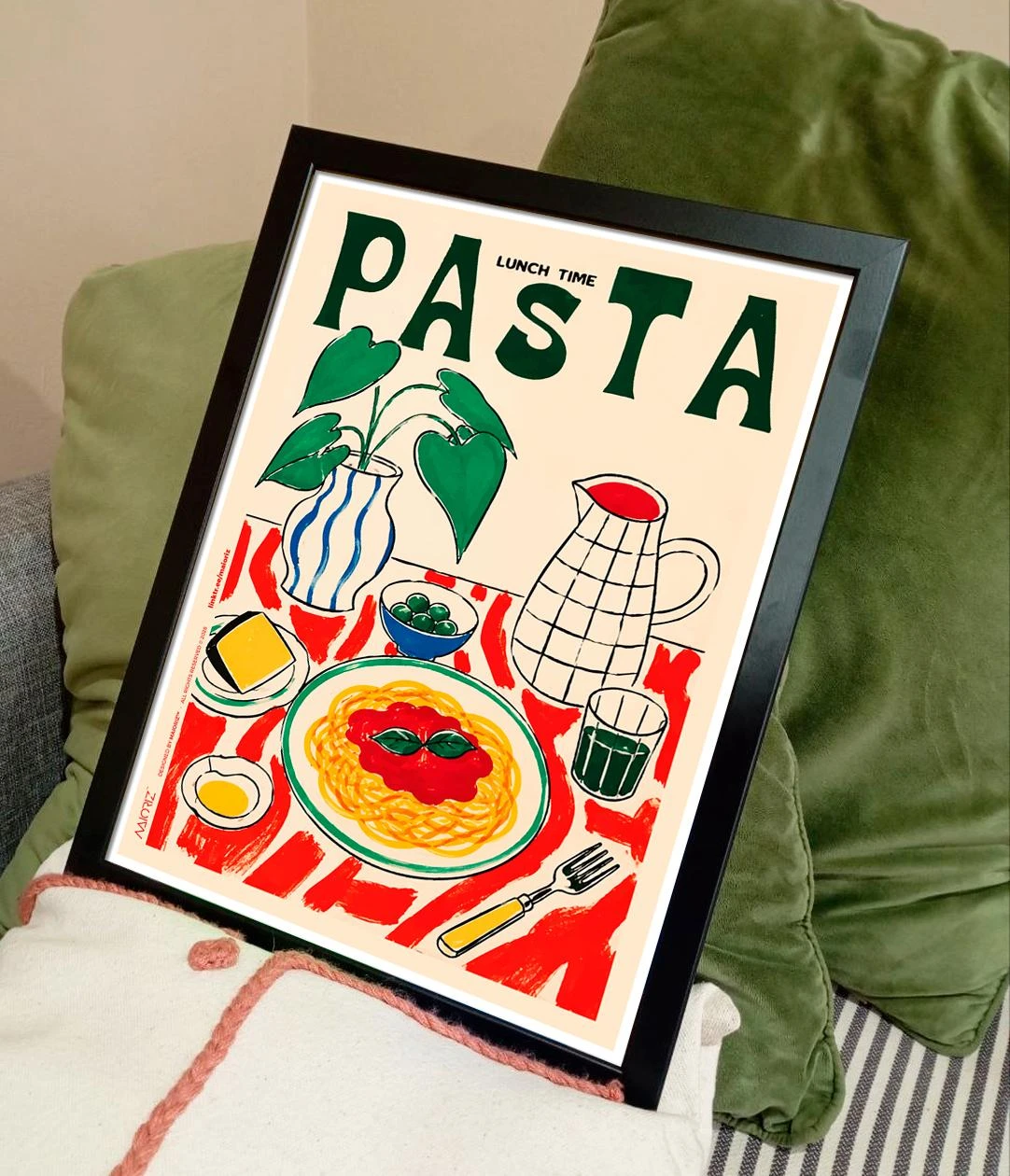 Poster de comida tradicional italiana, arte estilo vintage mediterránea A3
